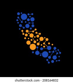 California dot and lines map image. Vector image