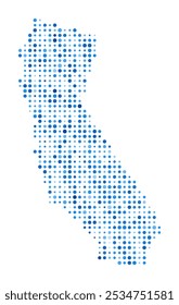 California Dot Map. Us State Digital Style Shape. California vector image. Us State shape blue circular dots. Modern vector illustration.