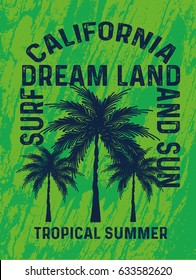 california dream land,t-shirt print poster vector illustration