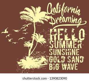 california dream summer holiday theme graphic design vector art