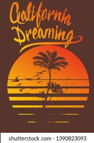 california dream summer holiday theme graphic design vector art