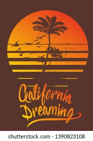 california dream summer holiday theme graphic design vector art