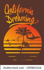 california dream summer holiday theme graphic design vector art