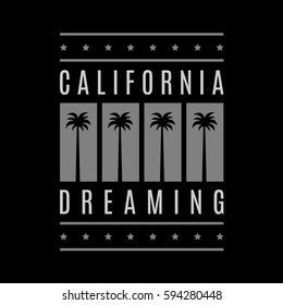 California dreaming. Retro print. Vintage grunge palms.