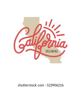 California dreaming t-shirt vector graphics. California related apparel design. California word lettering poster. Cali. Vintage style illustration.