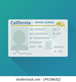 California driver's license on blue background (flat design)