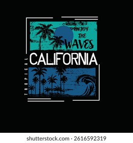 California enjoy the waves beach summer vector