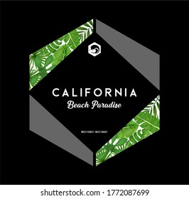 California enjoying paradise tee print with pineapple. T-shirt design graphics stamp label typography. Vector illustration