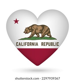 California flag in heart shape. Vector illustration.