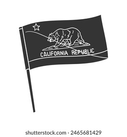 California Flag Icon Silhouette Illustration. State Vector Graphic Pictogram Symbol Clip Art. Doodle Sketch Black Sign.