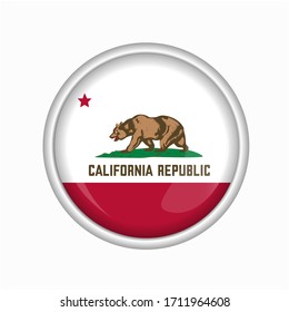 California Flag with light gray border. California vector bear. 