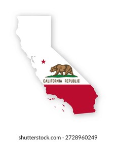 California flag map poster. US state pride wall decor artwork. Patriotic printable digital art. Detailed vector illustration