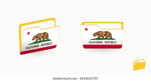 Icono de la bandera de California en dos tipos de carpeta. Ilustración vectorial.