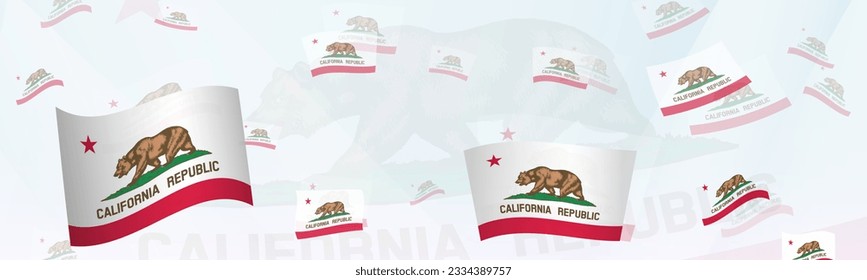 California flag-themed abstract design on a banner. Abstract background design with National flags. Vector illustration.