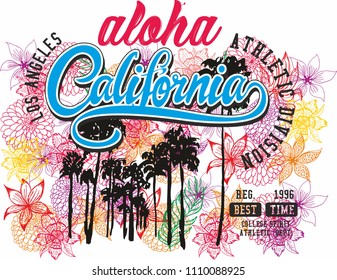 California flower and palm vector art