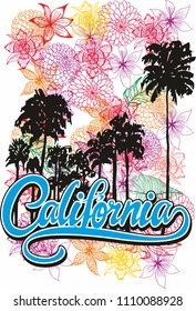 California flower and palm vector art