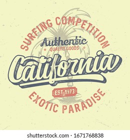 California Furfing Competition - Aged Tee Design For Printing