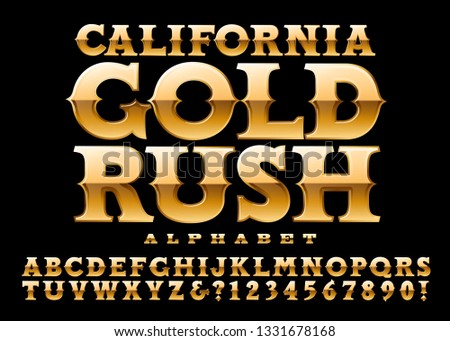 California Gold Rush is an old-west style metallic golden 3d alphabet