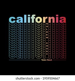 California, golden coast, slogan For T-shirt Design Vector. T-shirt Illustration 

