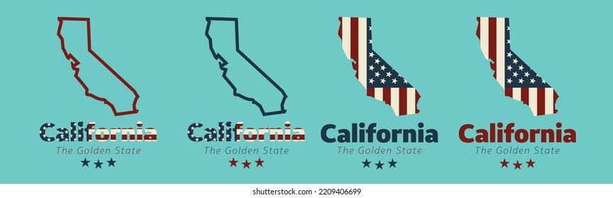 California the golden state bundle statemap with blank space and usa flag tristar background for advertisement banner souvernir package product design t-shirt printing notebook cover vector eps.