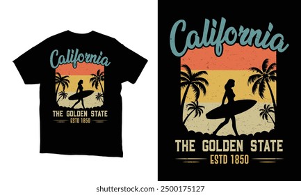 California el estado dorado Estd 1850 diseño de camiseta de Vector. 