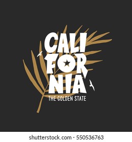 California golden state t-shirt vector graphics. California related apparel design. Vintage style illustration.