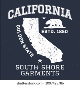 California Golden State - Vintage Tee Design For Print