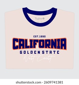 California Golden State West Coast T-Shirt Design – Vintage Collegiate Style.