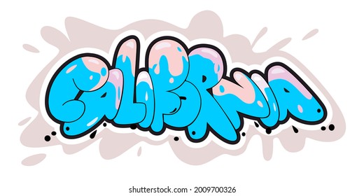 California graffiti style hand drawn lettering. Can be used for printing on t shirt and souvenirs. Posters, banners, cards, flyers, stickers. Decorative vector text.