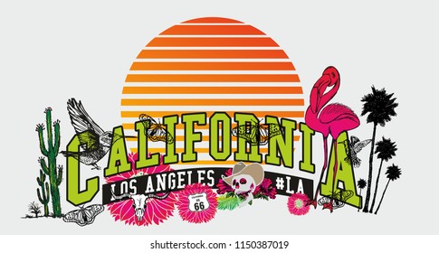 California graphic design vector art