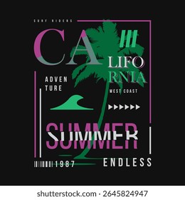 California graphic element design typography t shirt vector for ready print