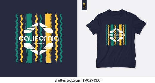 California graphic t-shirt design, geometric print, vector illustration.