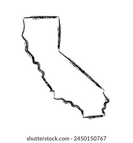 Mapa dibujado a mano en California. Mapa de bocetos de esquema de estado simple de EE. Mapa de estilo Doodle aislado en blanco para diseños de negocios.