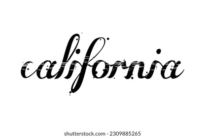 California hand lettering design for t-shirt, hoodie, baseball cap, jacket and other uses. Vector text "California" slogan for use in clothing design.
