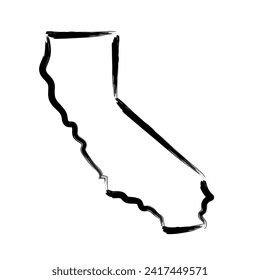 California hand painted map. Simple US state outline sketch map. Doodle style map isolated on white for business designs.