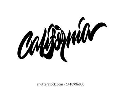 California handwritten calligraphy name of USA state. Vector Design. Typography for banners, badges, postcard, t-shirt, prints, posters.