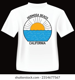 California Hermosa Beach T-Shirt, Beach Sunset, California Shirt, Hermosa Beach, Summer T-Shirt,