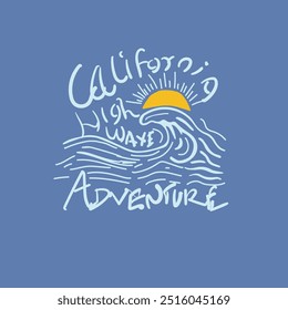 Projeto da camisa do sol do verão do oceano da aventura da onda alta da Califórnia