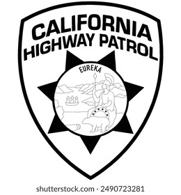 California Highway Patrol Patch vector fil Blank,outline vector,SVG Badge, DXF, CNC Router File, Laser Engraving, Cricut, Ezcad, Digital Cutting File for laser cutting