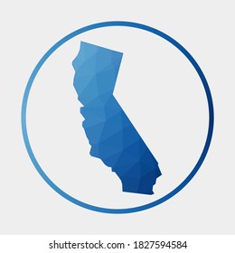 Icono de California. Mapa poligonal del estado de ee.uu. en anillo degradado. Signo de pólvora baja redonda de California. Ilustración vectorial.
