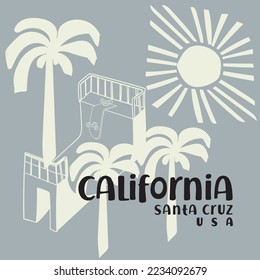 california illustration graphic design art t-shirt print fashion trend children kids boy girl young man sun skate palm