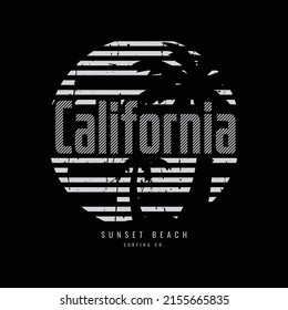 California illustration typography t-shirt and apparel design