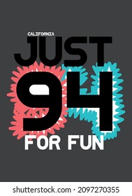 california just for fun,t-shirt design fashion vector