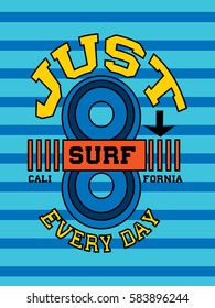 california just surf every day,t-shirt print poster vector illustration