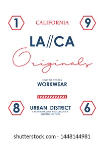 California LA City of Angels slogan graphic typography for t shirt print, vector design illustration 