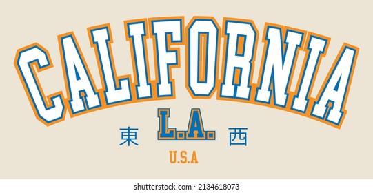 california la los angeles japanese style usa retro varsity campus college fonts for t-shirt