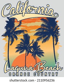 California Laguna Beach Orange Country T-shirt Design