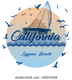 California Laguna Beach summer t shirt graphic design