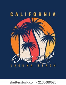 California Laguna Beach Surf Paradise Retro Vintage Tshirt Design