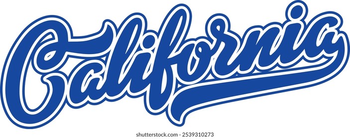 California lettering print design, script style, vector designs for clothes